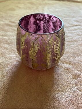 Hobby Lobby Pink and Gold Textured Glass Votive